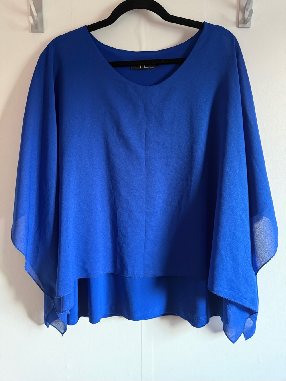 Sympli Cobalt Blue Georgette Overlay Poncho Top Cape Blouse Size 14 Canada